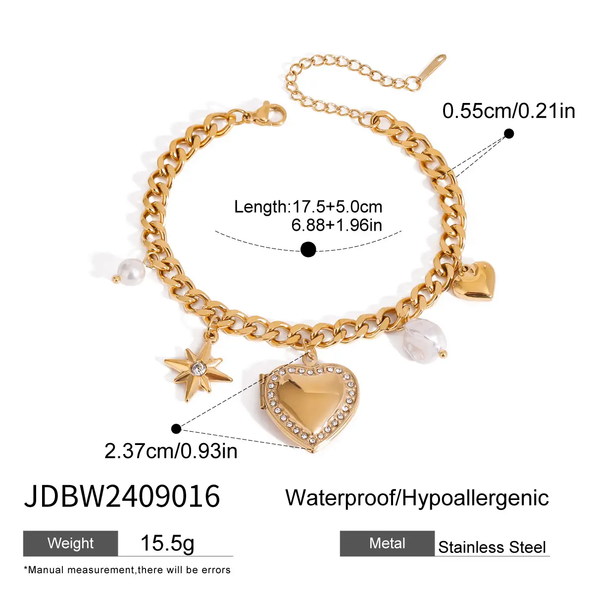 Love Chain Bracelet Fashion Titanium Steel Pearl Bow Bracelet