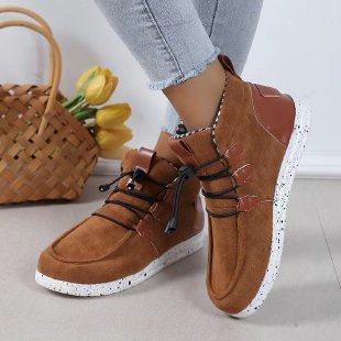 Women's Flat Lace-up Canvas Martin Boots