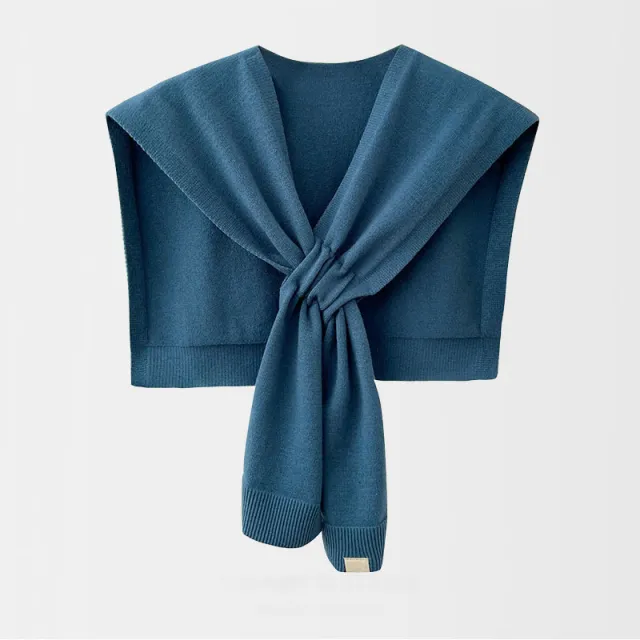 Women's Knitted Shawl Cross Fashion Solid Color Scarf Blue - Shop at LoveMi