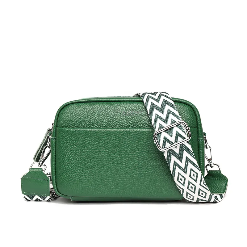 Fashion Shoulder Crossbody Bags With Rhombus Embroidered Wide Shoulder Strap Cute Small Square Bag Women - Green