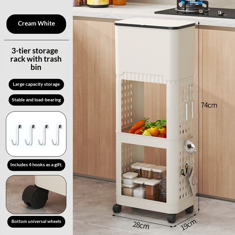 Kitchen Trash Can Rack, Multi-tiered With Lid, Hygienic Bin 5