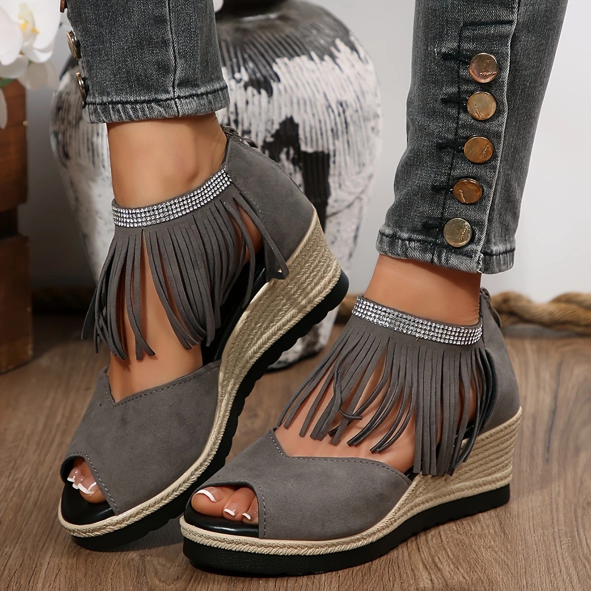 Fringe Platform Sandals, picture 2 of 6