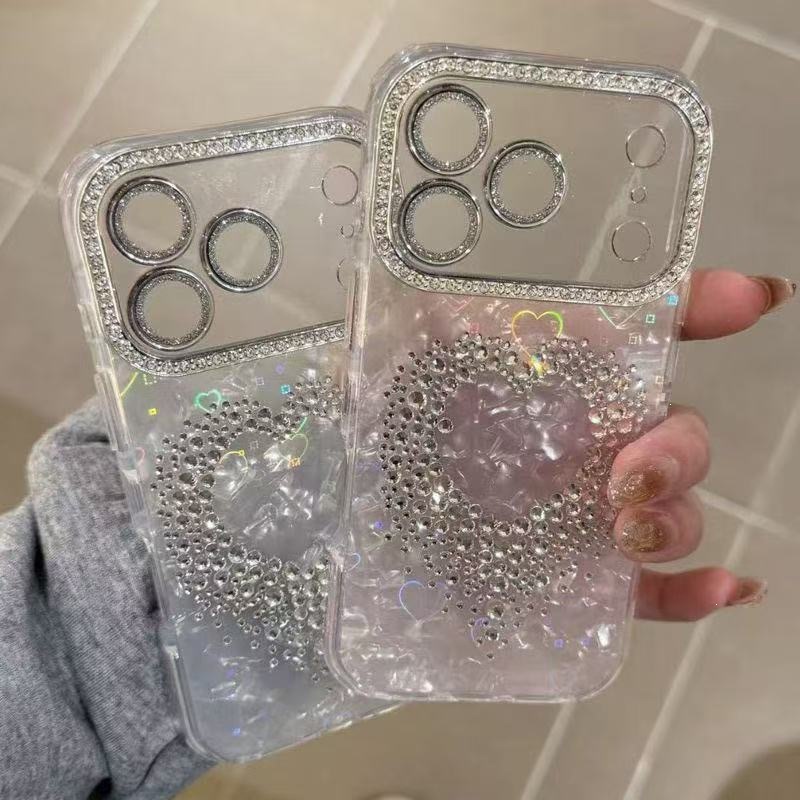 Rhinestone Dot-tipped Tassel Heart Phone Case 4