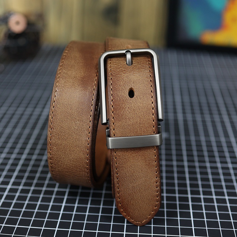Men's Vintage Genuine Leather Belt With Pin Buckle 28 31257ce4 b3e5 44aa 9030 547ecd2e5ee7