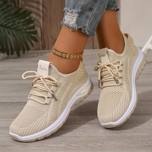 Flying Woven Shoes Women's Fashion Casual Mesh Sneaker Khaki - Shop at LoveMi