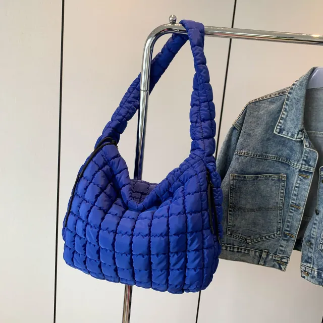 Women's Fashion Shoulder Crossbody Large Capacity Handbag Pleated Cloud Bag Blue - Shop at LoveMi
