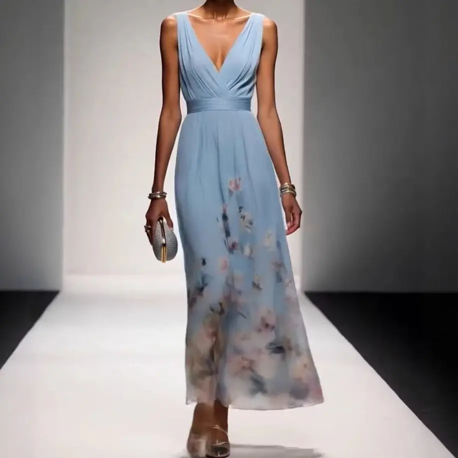 Evening Gown Elegant V-neck Dress