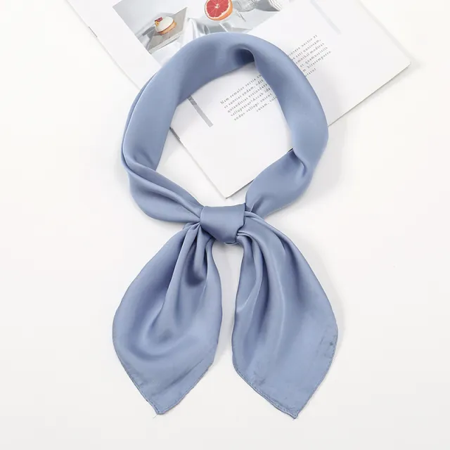 Simple And Versatile Satin Plain Handkerchief 17 Denim Blue - Shop at LoveMi