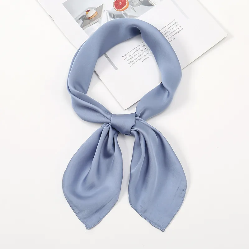 Simple And Versatile Satin Plain Handkerchief - 17 Denim Blue
