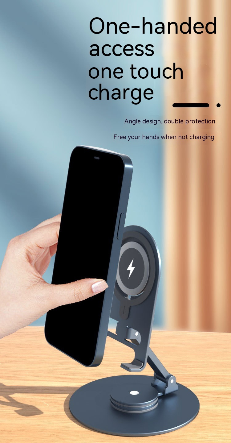 Desktop Adjustable Portable Wireless Charging Rotary Magnetic Adhesive Mobile Phone Tablet Computer Stand - Image 7