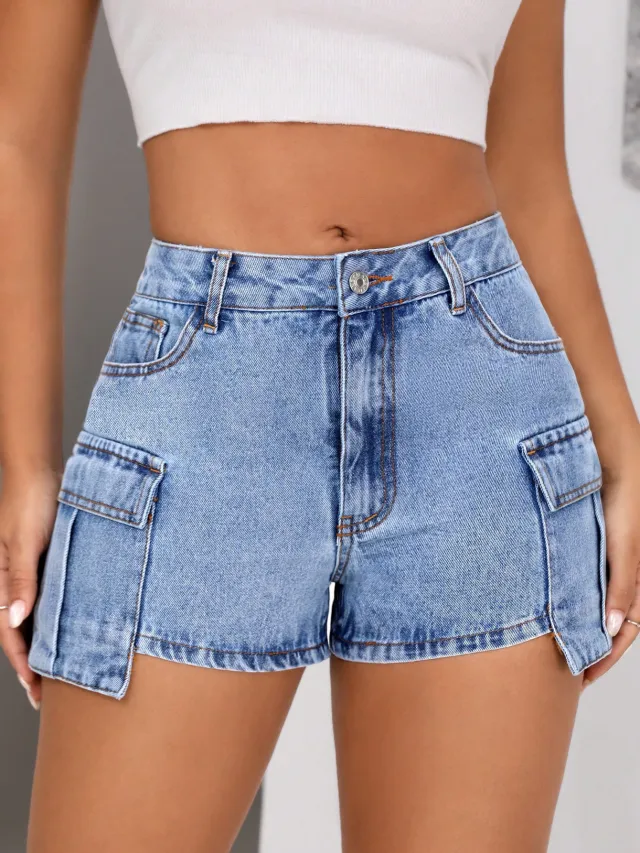 Women's Comfortable Fashion Slim Fit Denim Shorts Blue - Shop at LoveMi