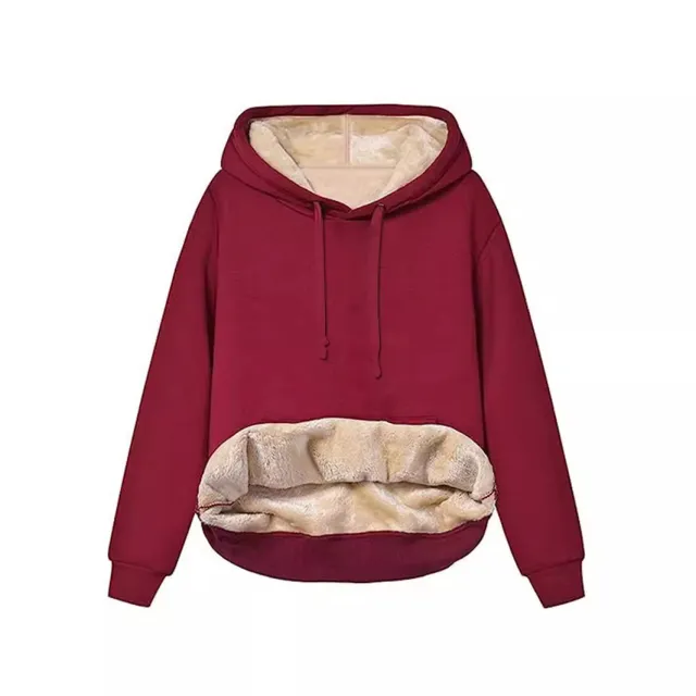 Fashion Women Warm With Velvet Hoodie Coat Wine Red - Shop at LoveMi