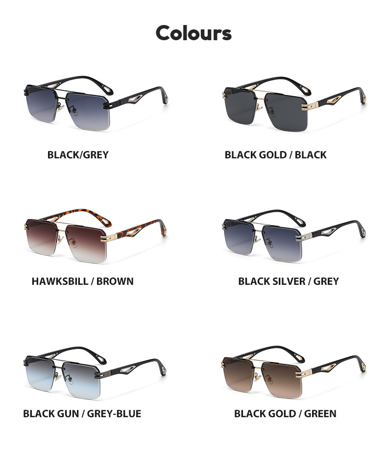 Title 6, Frameless Cut-Edge Double-Bridge Sunglasses