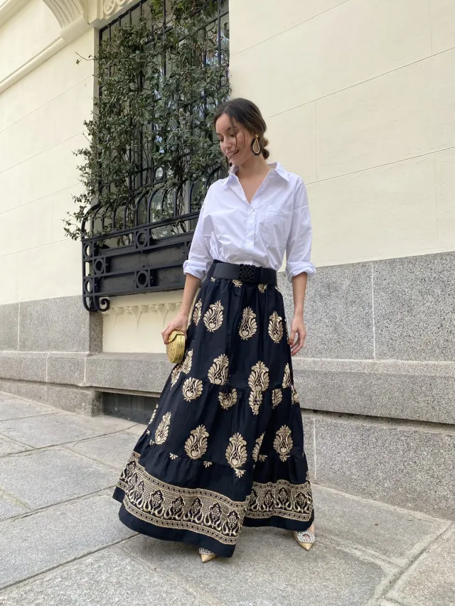Women's Fashion Printed Pleated Holiday Dress Black - Shop at LoveMi