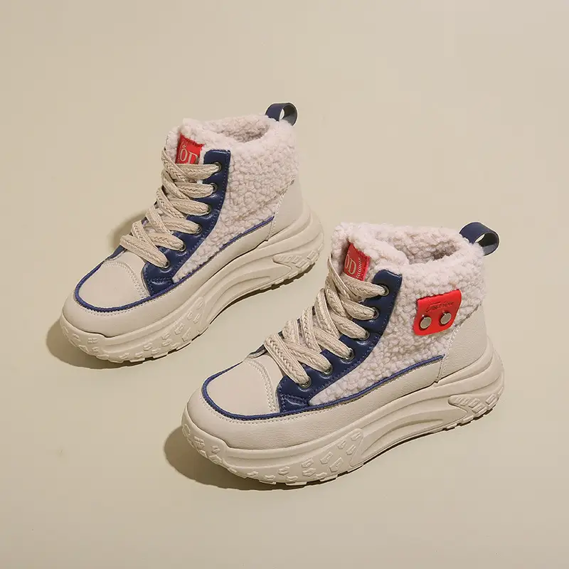 High-top White Sneakers New Korean-style Height-increasing And Warm-keeping Sports Shoes
