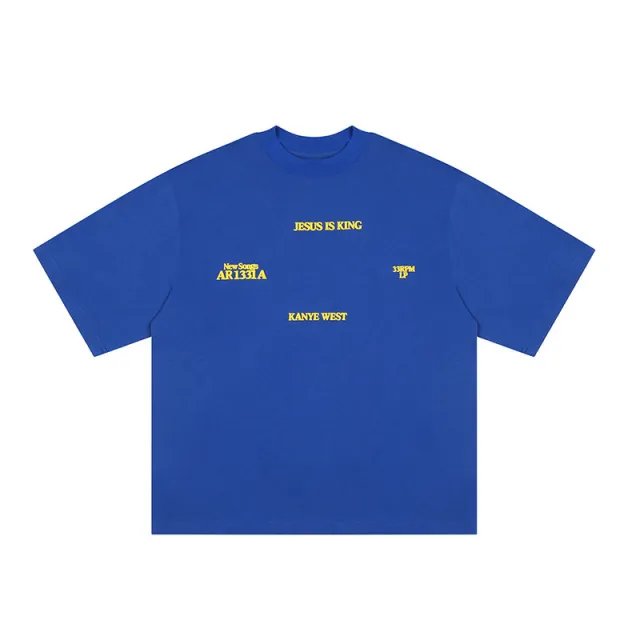 Limited Letter Print Short sleeve High Street American Casual Loose Couple T shirt Blue - Shop at LoveMi