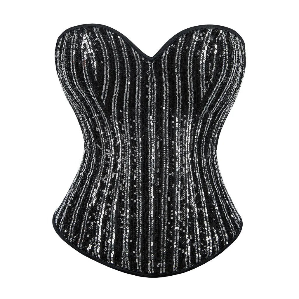 Silver Black With Paillettes Body Shaping Top Women's Tube Top Chest Support - Silver
