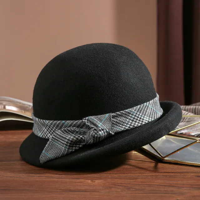 Elegant Retro Bucket Hat All matching Woolen Gift Black - Shop at LoveMi