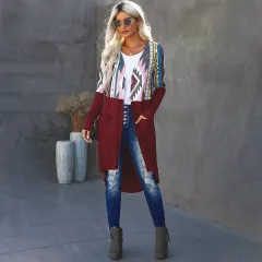 Mid-length Knitwear Cross-border Slim-fit Fashion Cardigan Long-sleeved Jacket - Red - View 1