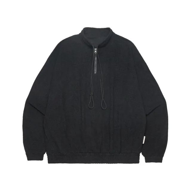 Stand Collar Zipper Drawstring Design Loose Couple Retro Autumn Winter Sweater Black - Shop at LoveMi