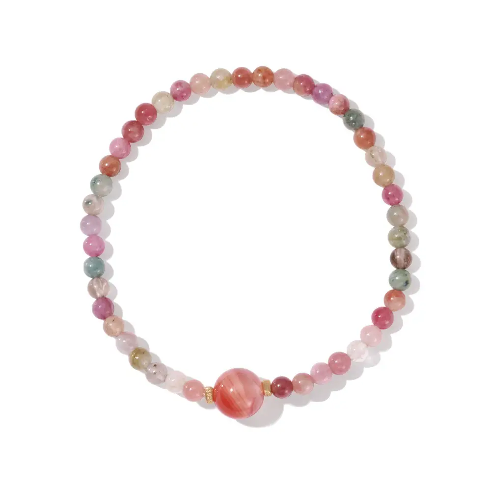 S925 Sterling Silver Bracelet Women's Natural Tourmaline Yanyuan Agate Bracelet