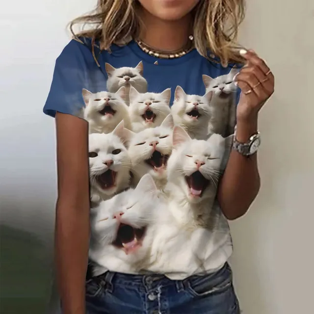 Summer Short sleeved Women's T shirt 3D Cat Printing 4 Style - Shop at LoveMi
