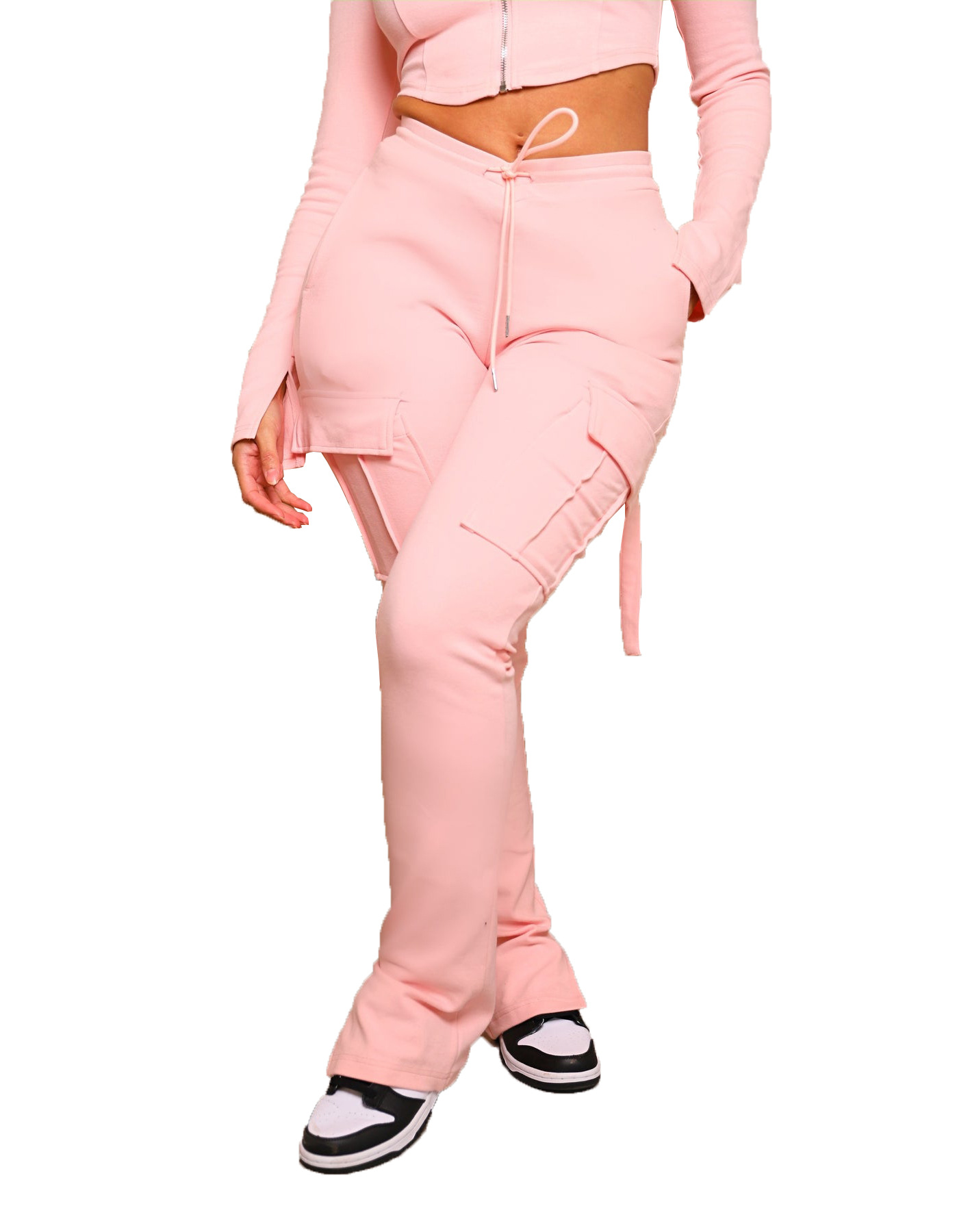 Women's Casual Tight Sportswear Multi-pocket Top Pants Suit