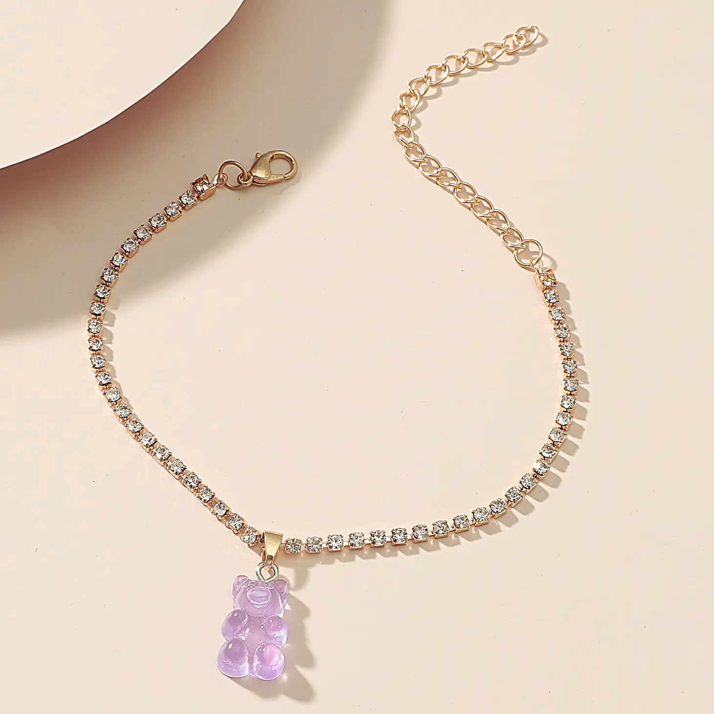 Creative Resin Bear Chain Rhinestone Anklet