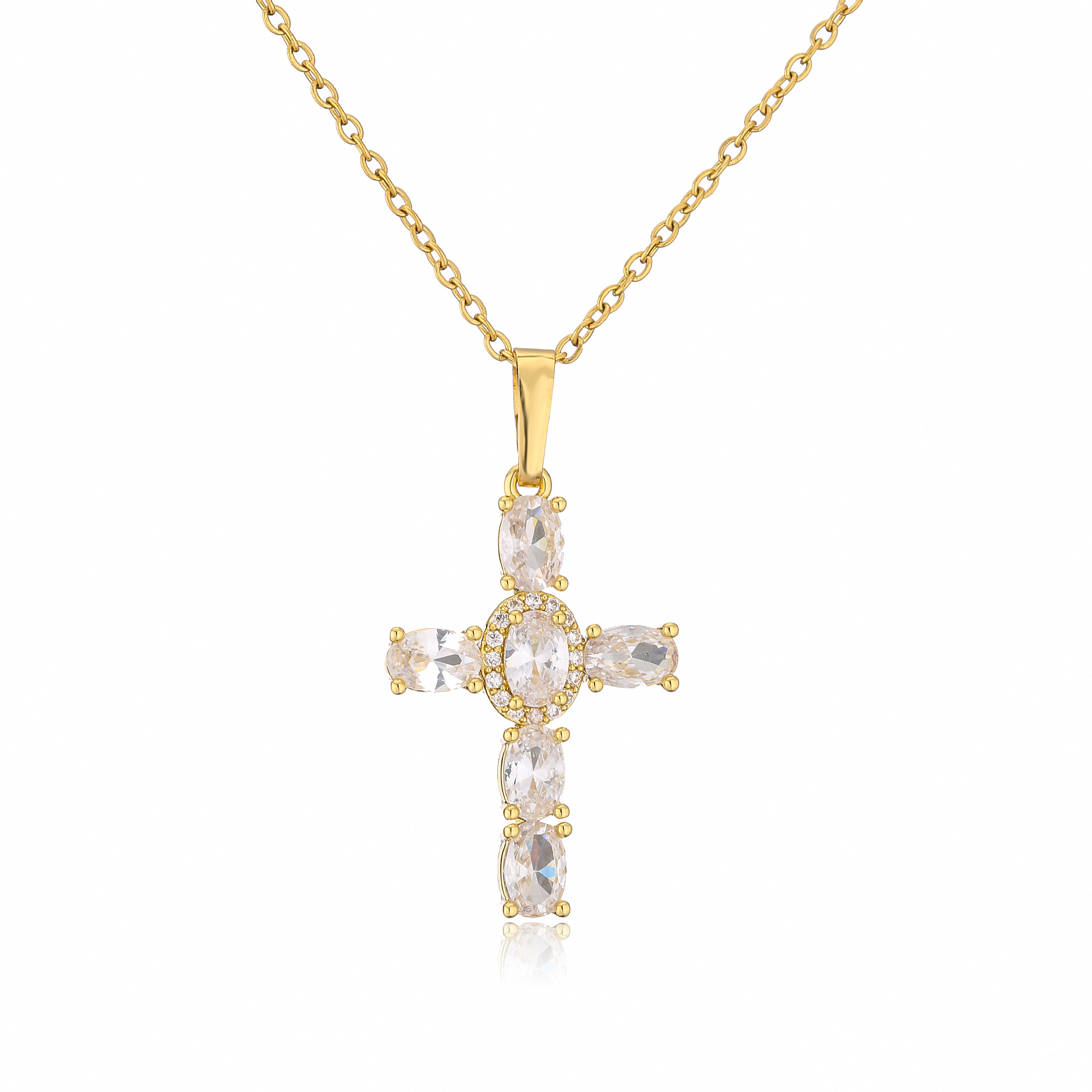 Micro Inlaid Zircon Cross Necklace