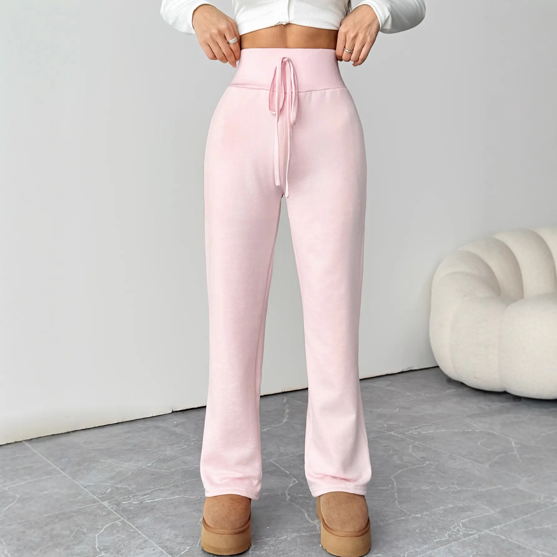 Casual Pants With A Slimming Faux Drawstring