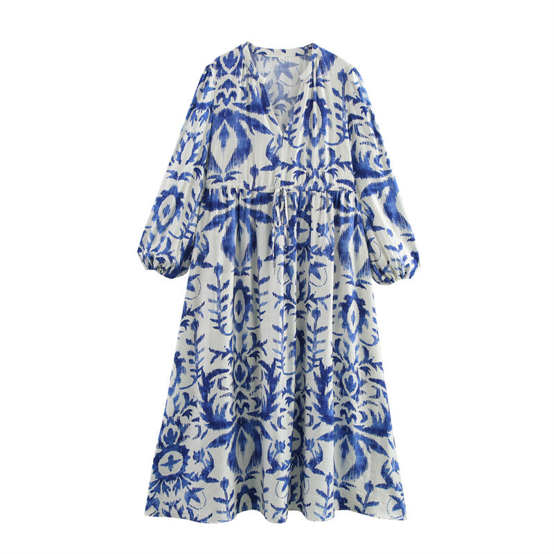 Spring New Dress Women's Printed Slim Fit Casual