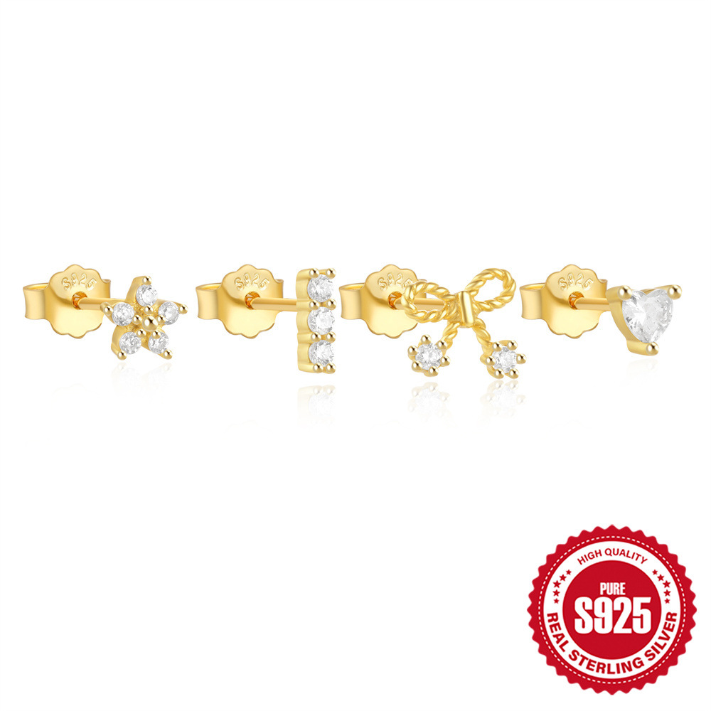 Women's Minimalist Bowknot Heart-shaped Earrings Suit