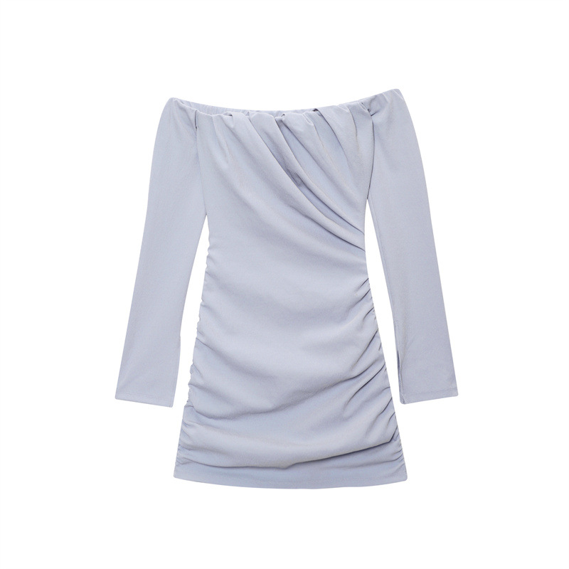 New Summer Off shoulder Pleated Decorative Short Dress - Shop at LoveMi