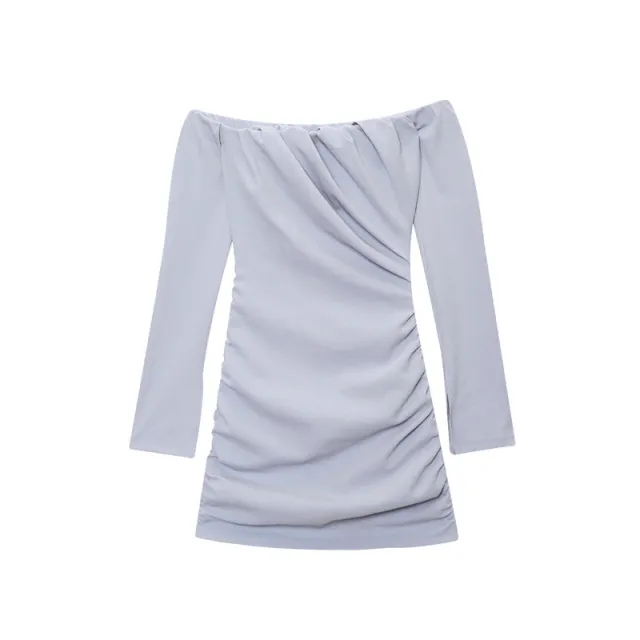 New Summer Off shoulder Pleated Decorative Short Dress - Shop at LoveMi