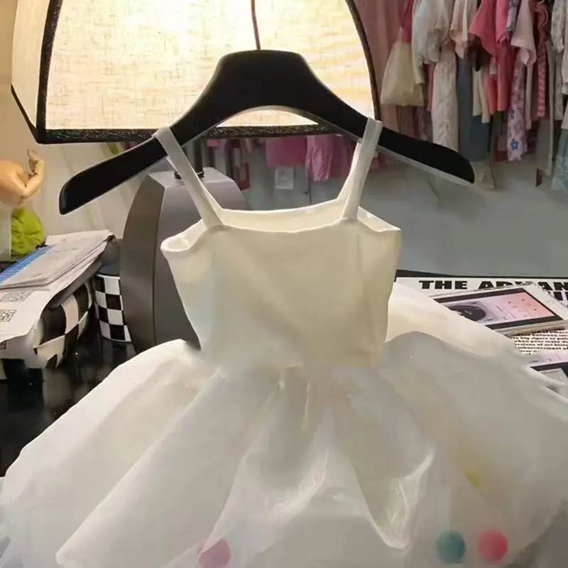 Colorful Fur Ball Sling Small Princess Dress