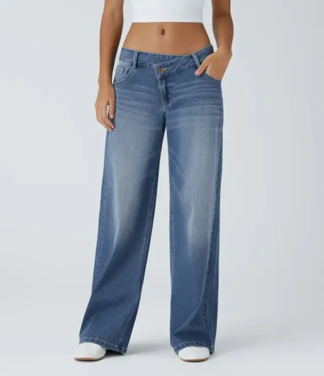 European And American Ladies Special High Waist Straight Jeans Blue - Shop at LoveMi