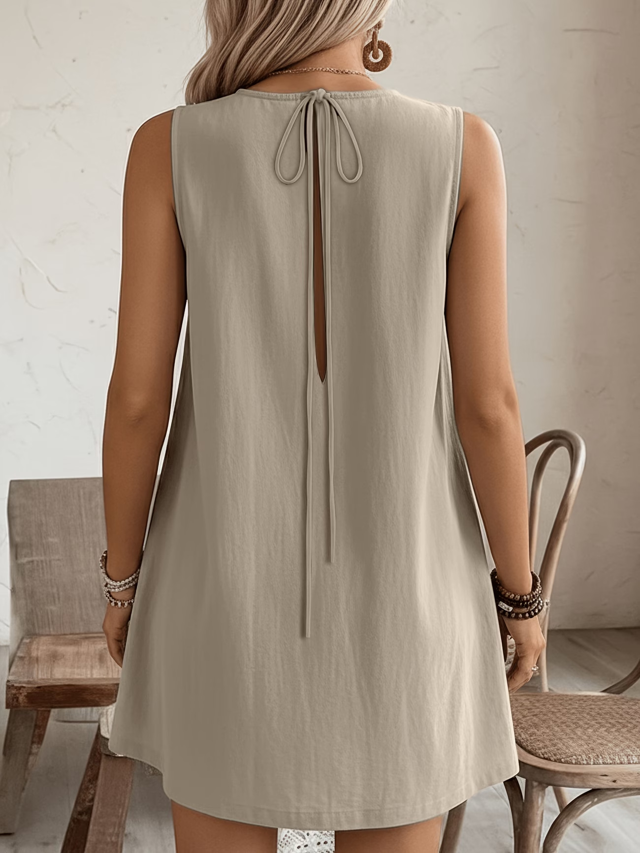 Women's ruffle-trimmed midi dress – back view