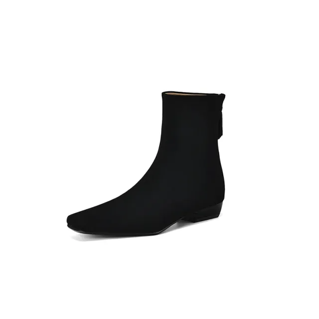 Womens Suede Leather Low Heel Ankle Boots Genuine Leather Style Boots Black - Shop at LoveMi