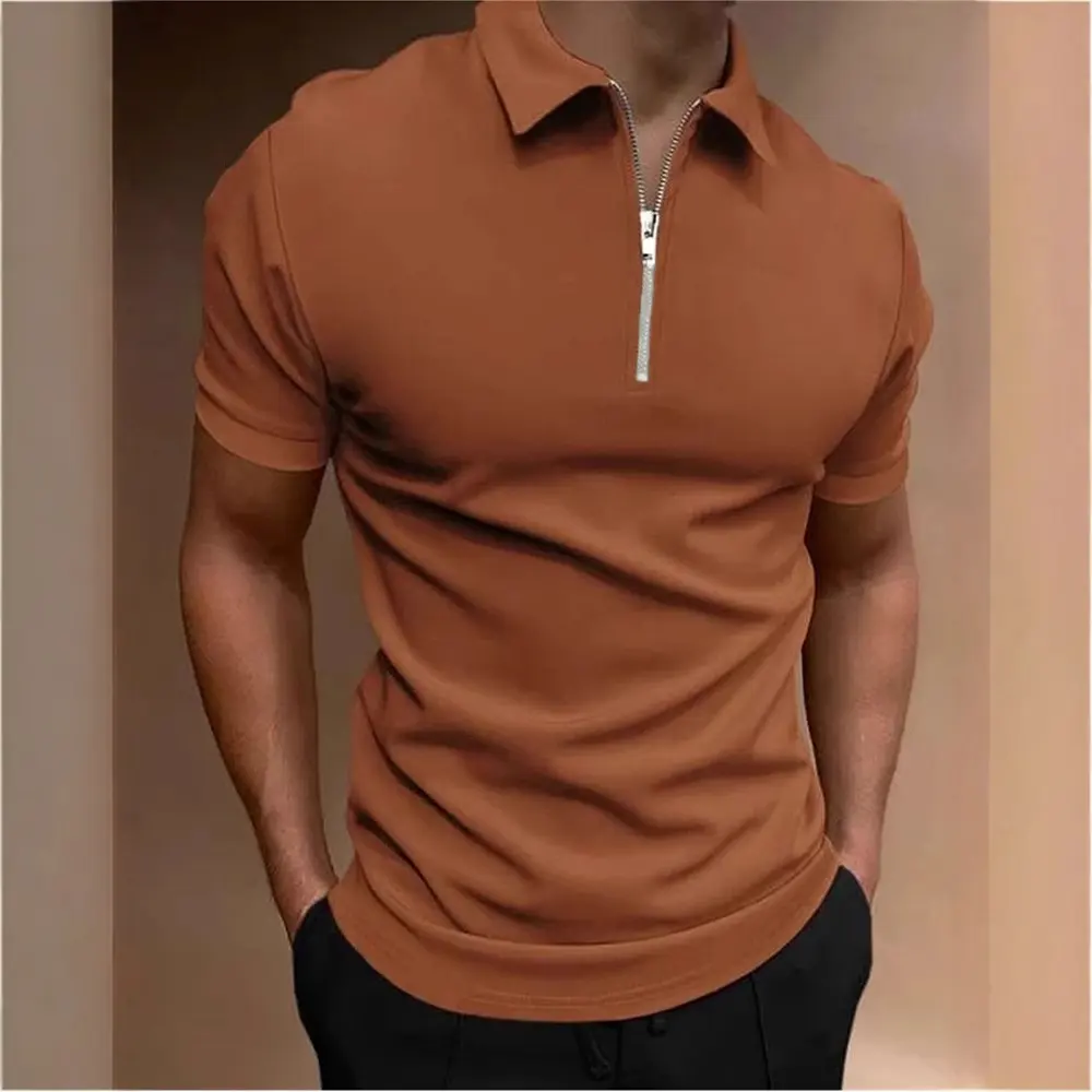 Men's Polo Shirt Solid Color Collar T-shirt Casual Fit
