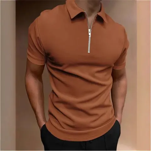 Men's Polo Shirt Solid Color Collar T-shirt Casual Fit