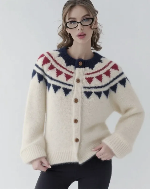 Round Neck Loose All match Soft Glutinous Knitted Coat Apricot - Shop at LoveMi
