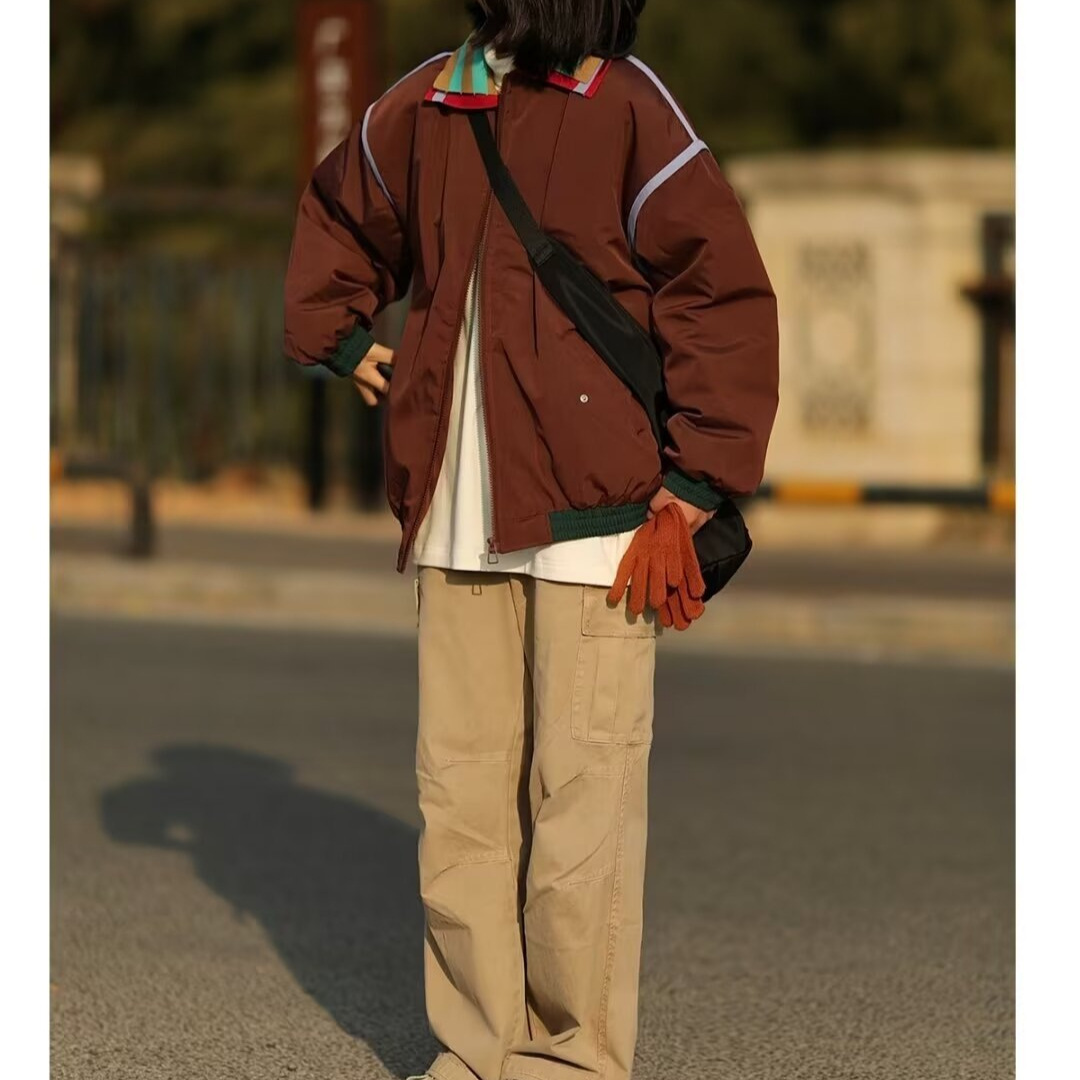 Loose Design Casual Patchwork Double Collar Coat Spring And Autumn New