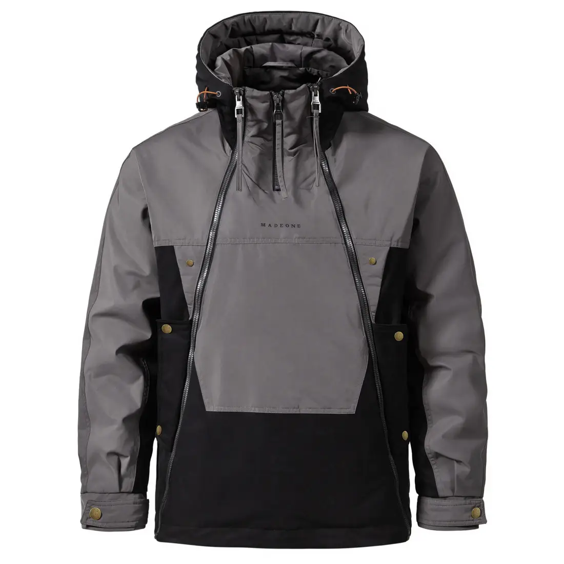 Mens American-style Functional Hooded Jacket With Dual Zippers