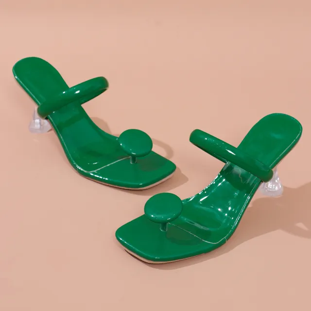 Plus Size High Heel Slippers Candy Color Women's Slippers Green - Shop at LoveMi