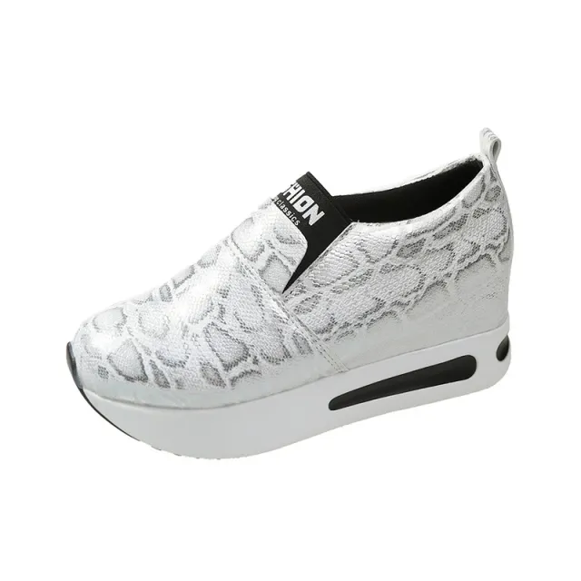 Plus Size Shallow Mouth Height Increasing Insole Platform Women's Sports Pumps Women's Shoes White - Shop at LoveMi