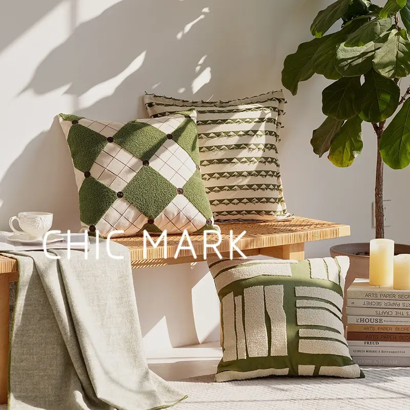 Warm Green Living Room Sofa Pillow Cover
