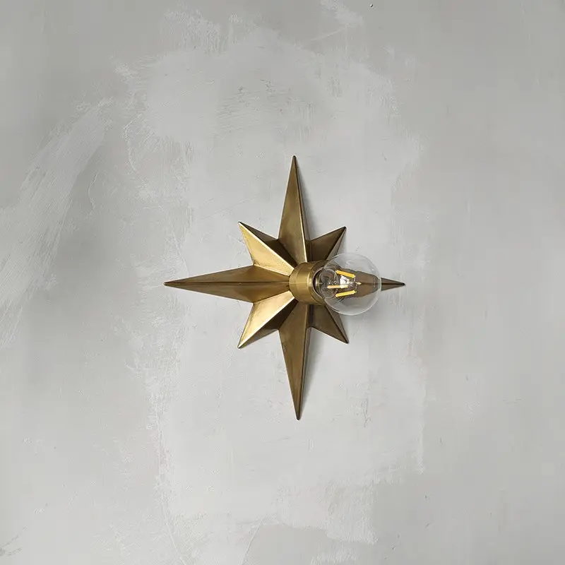 American-style Solid Copper Ceiling Light Three-dimensional Five-pointed