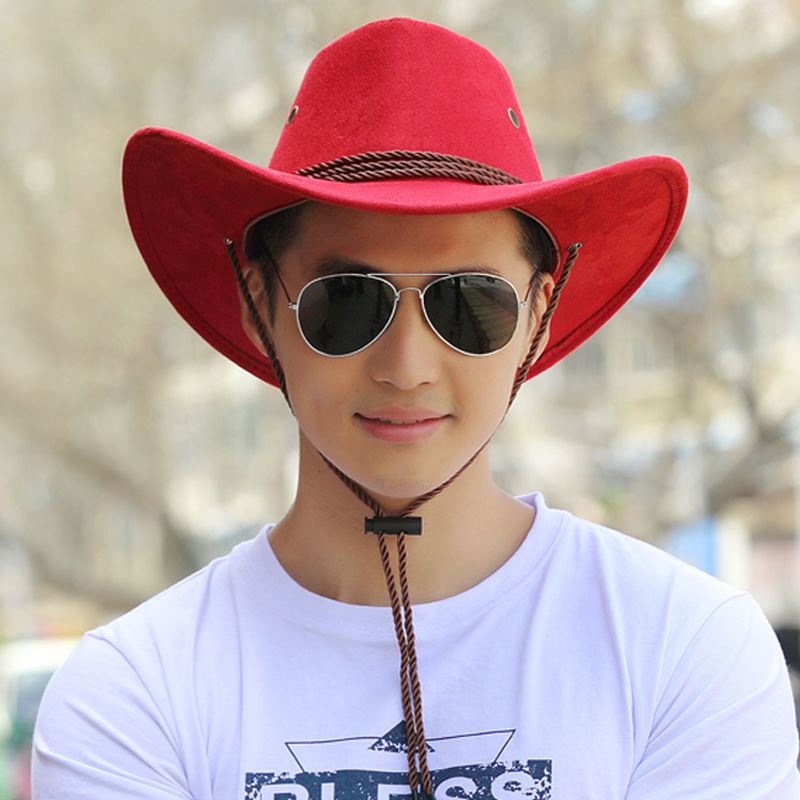 Western Denim Male Hat Double-sided Suede Sun Hat Female Horse Riding Hat