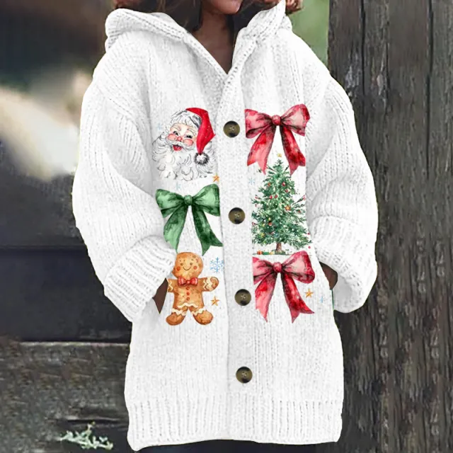 Women's Faux Wool Sweater Loosefit Jacquard Hooded Jacket Dmcmy24111809 - Shop at LoveMi