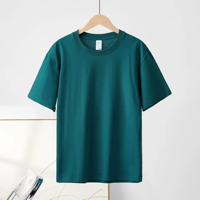 Cotton Round Neck Short Sleeve T shirt Top Sparrow Green - Shop at LoveMi